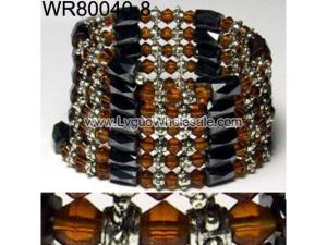 36inch Coffee Glass ,Alloy,Magnetic Wrap Bracelet Necklace All in One Set